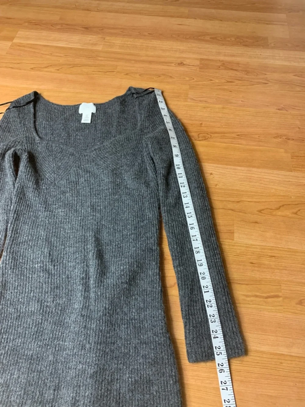 H&M Grey Rib-Knit Sweetheart Neckline Mini Dress - Small - Picture 6 of 7